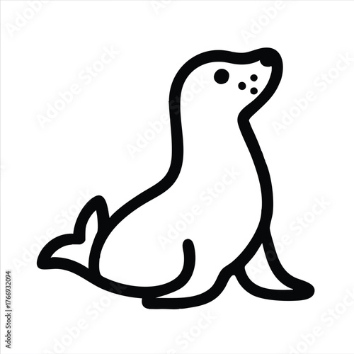 simple cartoon sea lion outline illustration