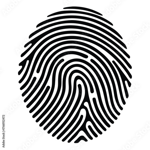 Distinct black fingerprint shows individual identity on a white background