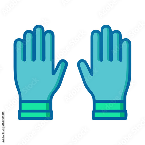 Iconic illustration of protective gloves, ideal for health, safety, and cleaning campaigns