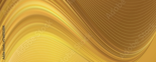 Elegant abstract background of golden swirls line with shimmering particles and bokeh decorations, Warm stage atmosphere idea for luxury branding.