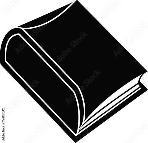 A closed hardcover book with pages slightly open silhouette