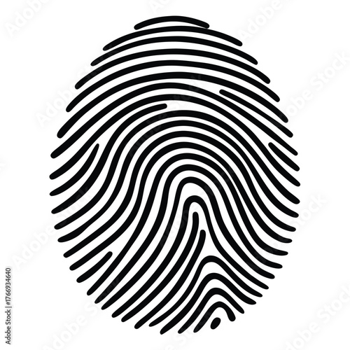 Black lines trace the shape of a fingerprint on a clean white backdrop