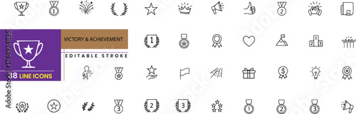 Victory & Achievement vector line icon pack