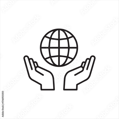 Hand holding globe icon for world care and environmental protection