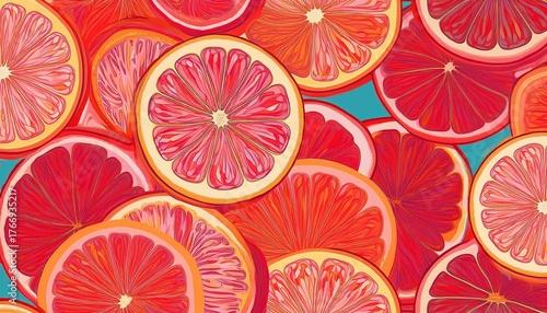 grapefruit tropical seamless abstract background bright print for fabric or wallpaper