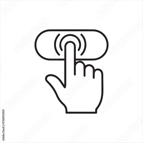 Line art hand touching button icon