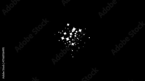 Wallpaper Mural 2D Twinkle sparkle stars animation in the night sky, smoke explosion,  comic manga flashes, particle magic tail sparkling glitter star dust trail loop animation on black screen background. 4K Torontodigital.ca