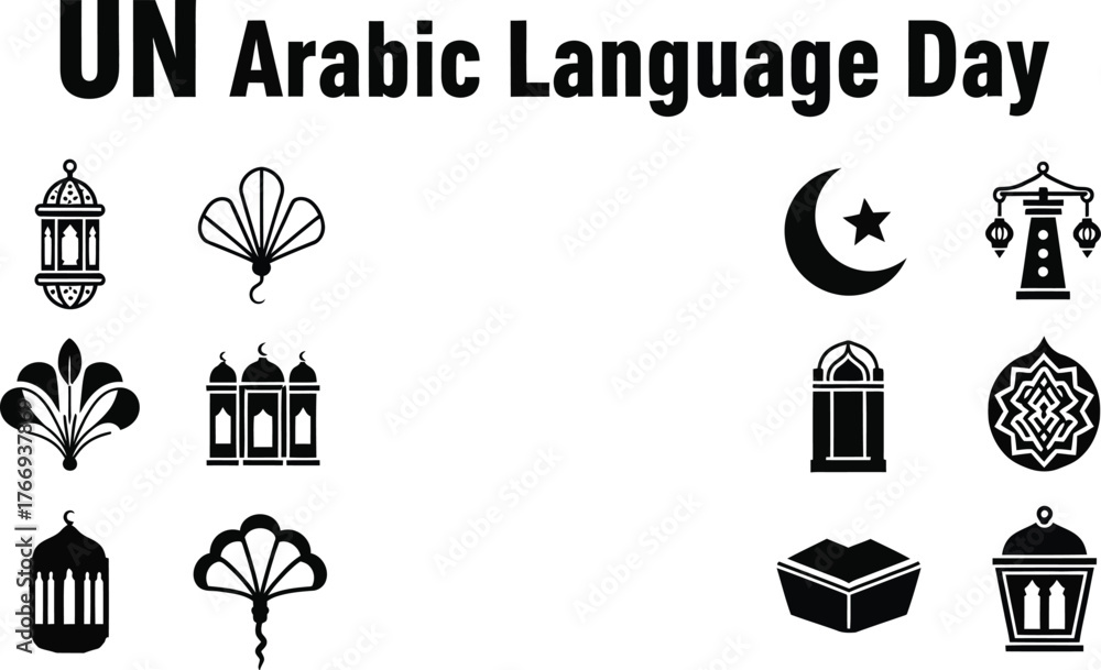 Naklejka premium Arabic language day featuring traditional symbols and patterns representing arabic culture and heritage