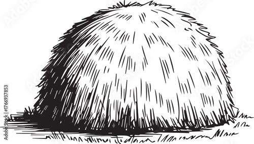 Illustration of a haystack, rural scene