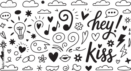 Vector art of hand drawn doodle elements for graphic design