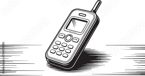 Vector art of cell phone illustration with buttons and antenna
