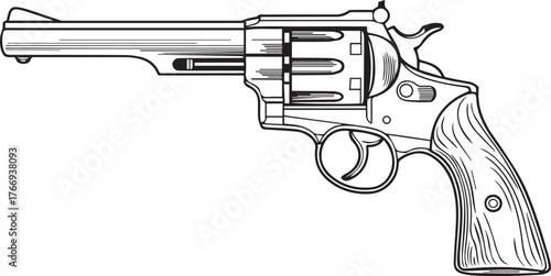 Vector art of revolver illustration with trigger and handle