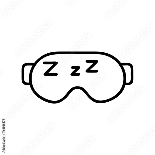 Sleep mask with zzz graphics in minimalist style on white background  