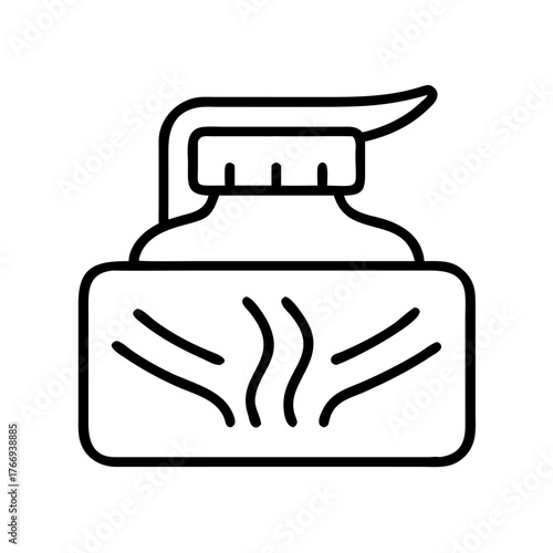 Stretch mark cream bottle with pump dispenser in simple outline style  