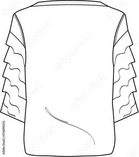 Elegant blouse illustration with tiered ruffles, showcasing a fashionable design