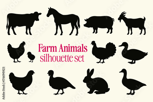 Farm Animal Silhouettes set