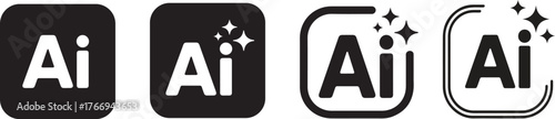 Generative AI logo icon with star and square icon set. Generative Ai logo. Artificial intelligence icon symbol. Vector illustration.AI generated icon. Artificial intelligence concept.  AI logotype.
