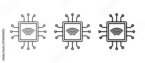 Smart Chip Icon represents technology, data security, and digital payment in stroke, filled, and colored styles. Perfect for fintech, banking, and tech design use.