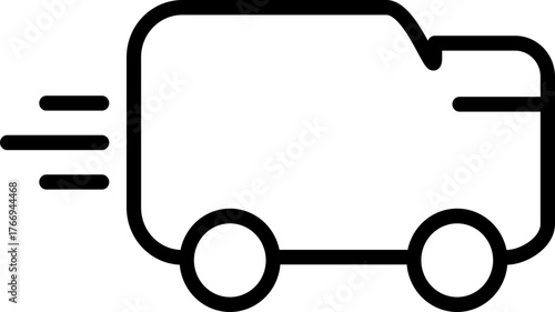 Delivery Truck Simple Flat Black Line Icon