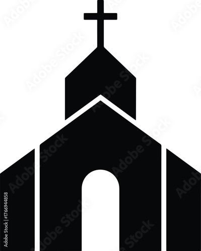 Simple black and white church icon vector illustration graphic design