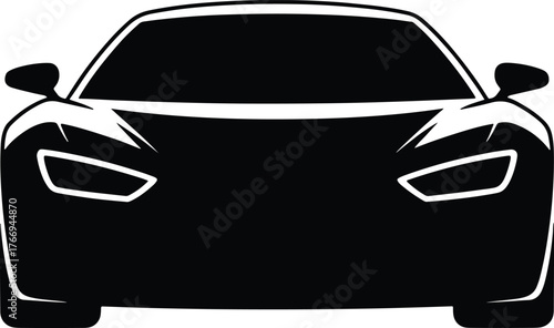 Sleek Modern Car Front Silhouette with Headlights and Clean Lines