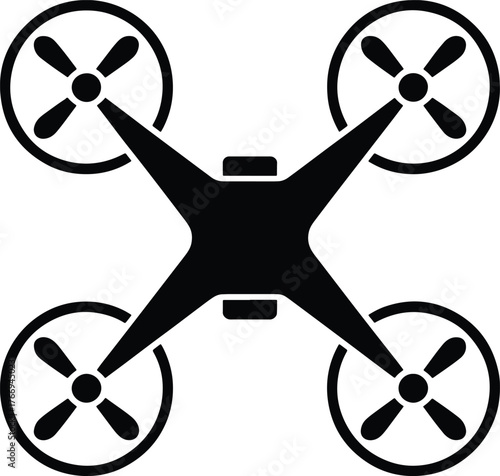 Black drone icon with four propellers aerial vehicle symbol vector