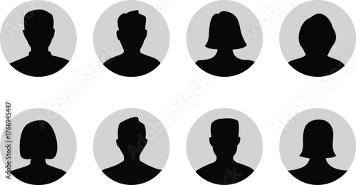 Business People Silhouettes, Professional Team Group, Corporate Staff Standing, Anonymous Crowd, Human Resources Concept,. 
