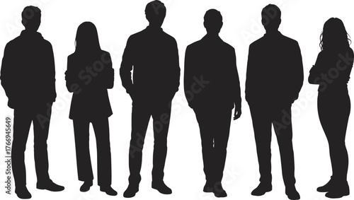 Diverse Business People Silhouettes, Professional Team Group, Corporate Staff Standing, Anonymous Crowd, Human Resources Concept, Collaboration Community