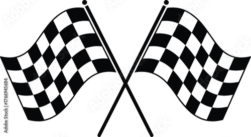 Checkered Flags Crossed Symbolizing Racing Victory and Championship Pursuit Concept
