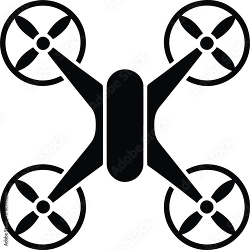 Drone Icon Black Silhouette Isolated on White Background Design Element