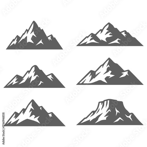 Set of Stylized Mountain Peaks and Ranges
