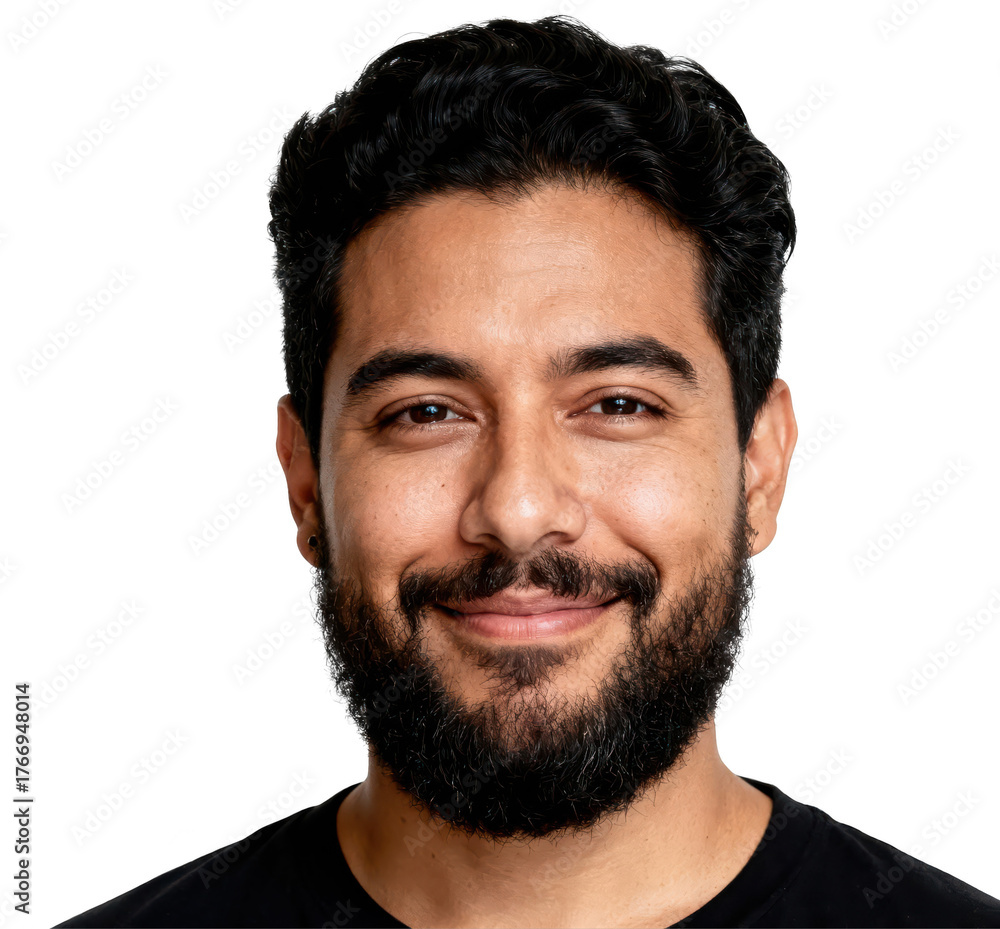 Fototapeta premium Smiling Man with Beard Portrait on White Background