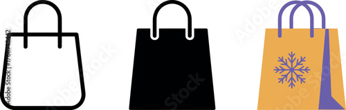 Shopping bag icon set for online retail and holiday season gift purchases