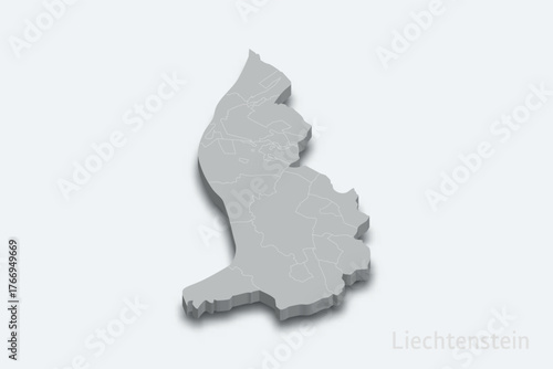 Liechtenstein 3d map with borders regions