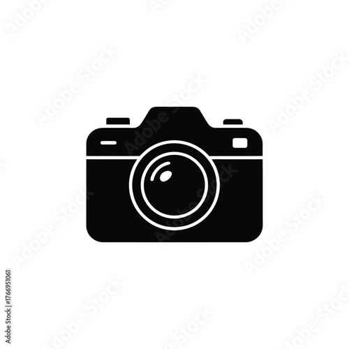 Isolated Black Camera Icon on Transparent Background, Equipment Symbol