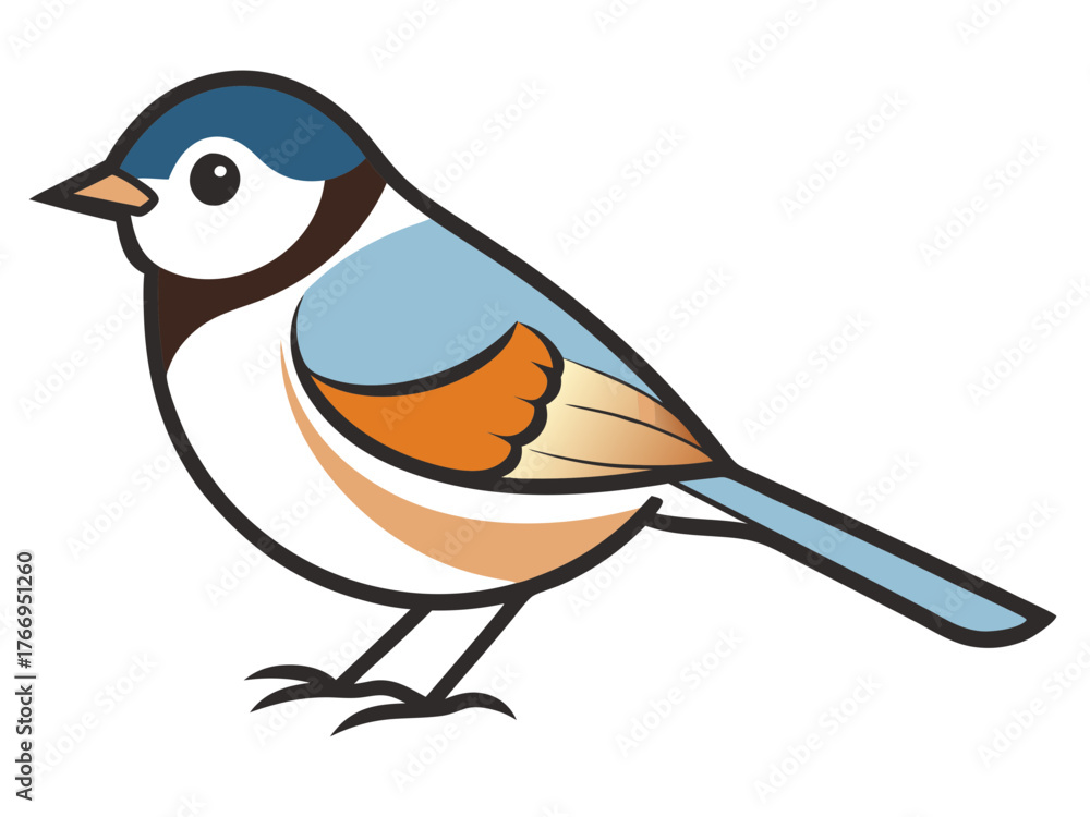 Obraz premium Chickadee Bird Vector Art Illustration on White Background
