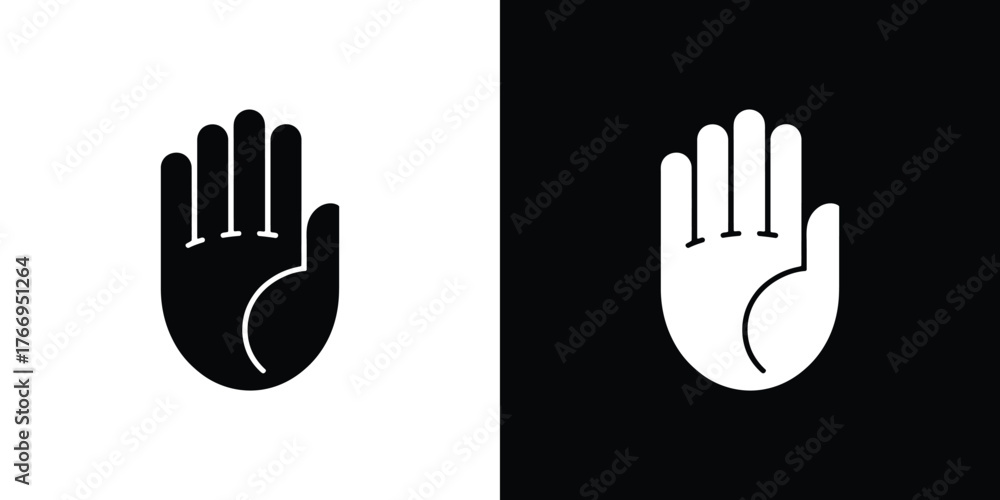 Fototapeta premium Monochrome Hands Open Palm Silhouette Minimalist Gesture Symbol Sign Flat Isolated