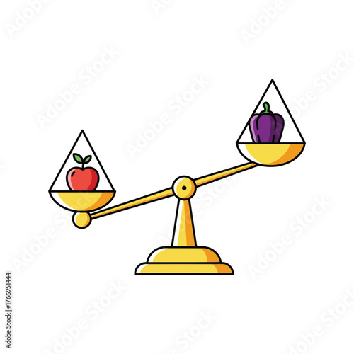 Weight Balance Apple and Pepper Comparison Icon