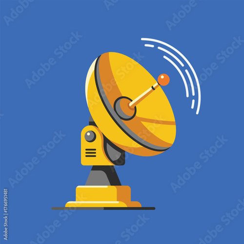 Yellow Satellite Dish Signal Communication Technology