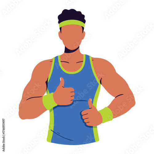 Muscular Athlete Giving Thumbs Up Approval Fitness Illustration