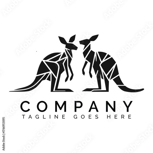 Geometric Kangaroos Facing Each Other animal silhouette