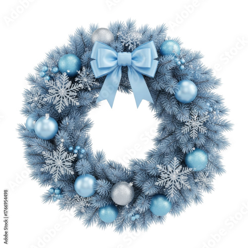 diverse Christmas wreath with decoration on white background. Holiday season festive illustrations.