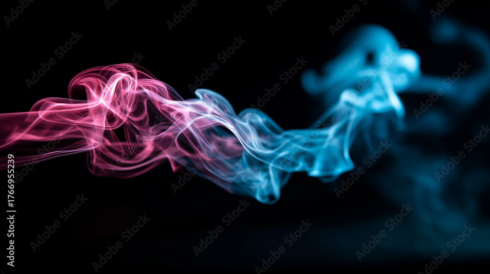 Obraz premium Colorful smoke swirls in darkness no people visible mystical atmosphere spiritual smoke energy visualization abstract beauty ethereal movement magical essence valentines