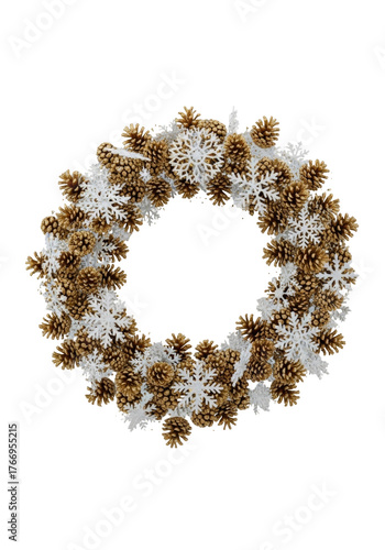 diverse Christmas wreath with decoration on white background. Holiday season festive illustrations.