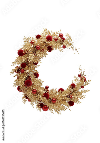 diverse Christmas wreath with decoration on white background. Holiday season festive illustrations.
