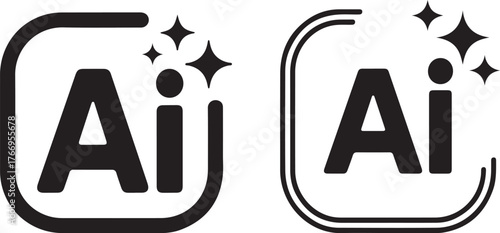 Generative AI logo icon with star and square icon set. Generative AI logo. Artificial intelligence icon symbol. Vector illustration.AI generated icon set. Artificial intelligence concept.
