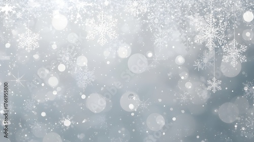 Snowflake Bokeh Bliss – Soft Winter Background with Frosty Glow and Light Particles