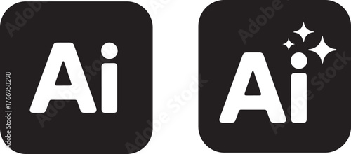 Generative AI logo icon with star and square icon set. Generative AI logo. Artificial intelligence icon symbol. Vector illustration.AI generated icon. Artificial intelligence concept.