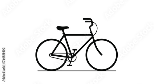Simple black and white illustration of a classic bicycle on a white background.