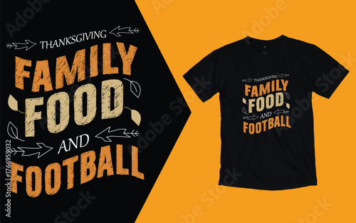 Thanksgiving family food and football chalkboard illustration, Thanksgiving day t shirt